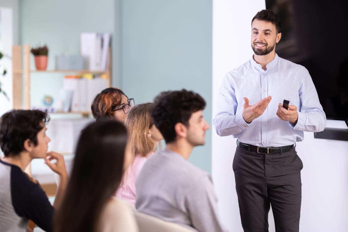 Employees attending a professional workplace training session